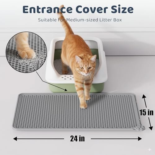 Non-slip base of silicone cat mat on hardwood floor