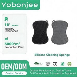 Dual-Sided Silicone Kitchen Cleaning Sponge OEM Manufacturer Yobonjee