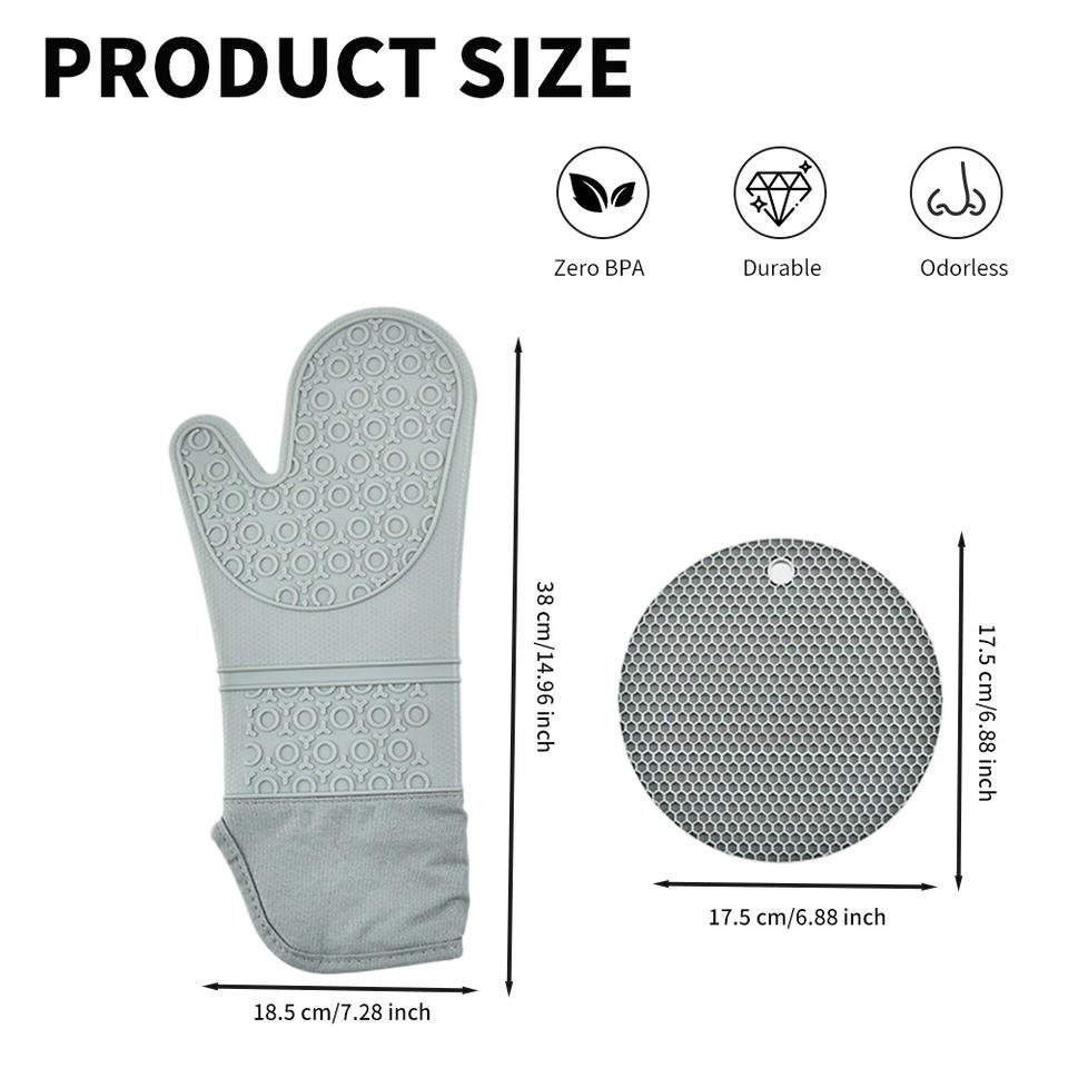 Honeycomb Silicone Oven Glove and Trivet Set