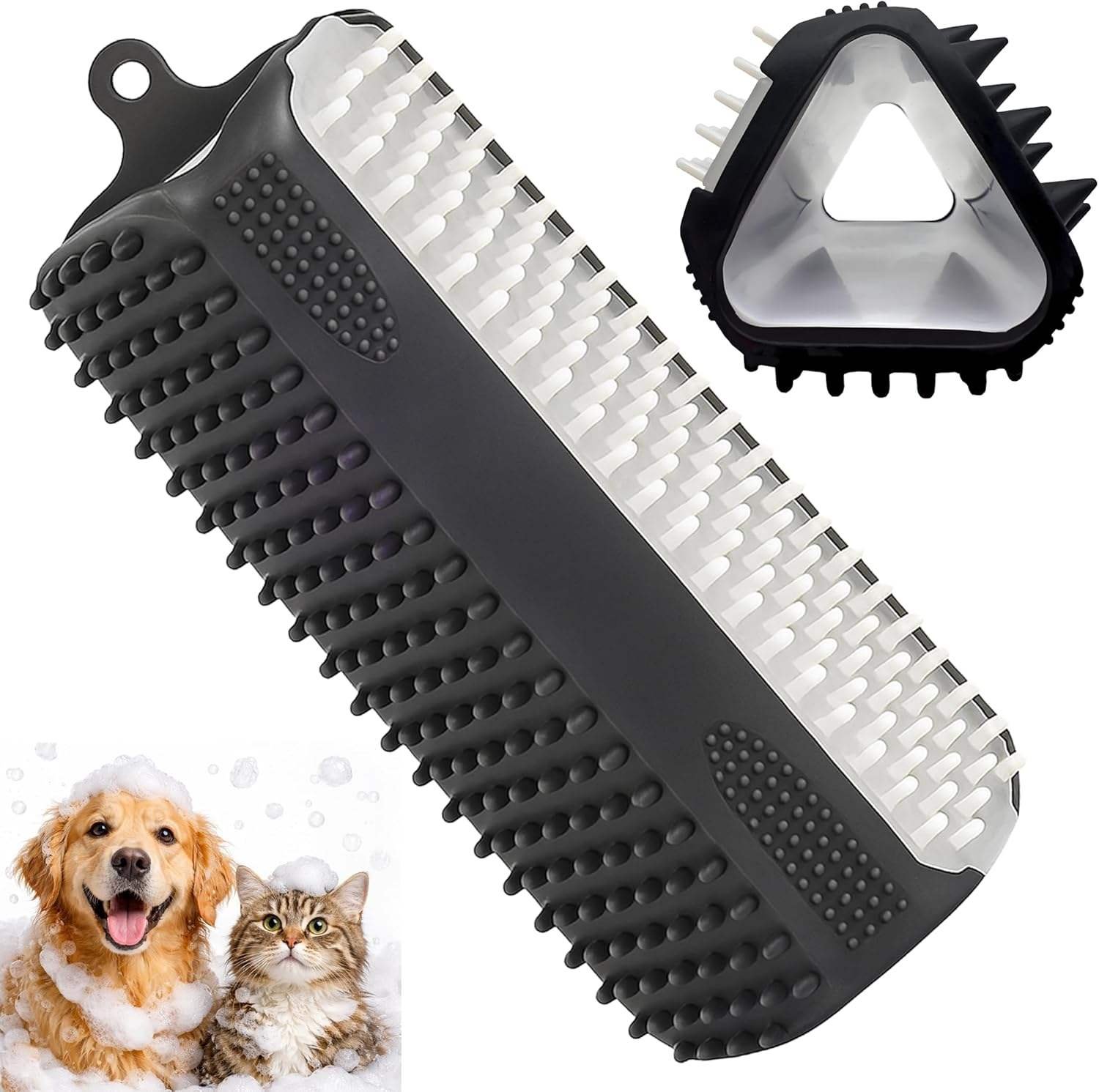 3-in-1 Silicone Pet Grooming and Bath Brush Features