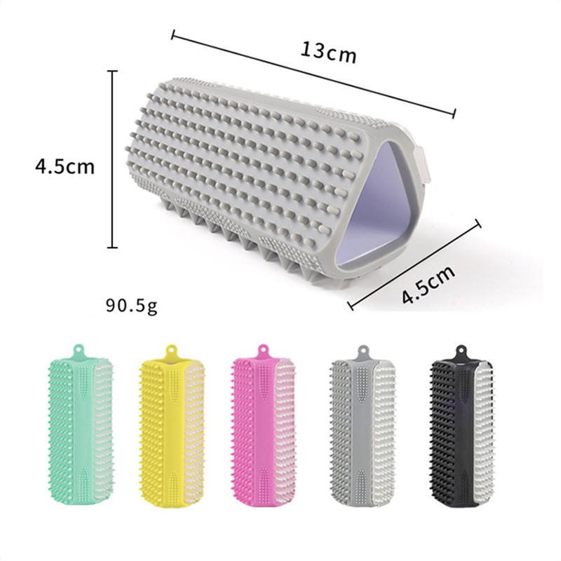 3-in-1 Silicone Pet Grooming and Bath Brush Gray Main